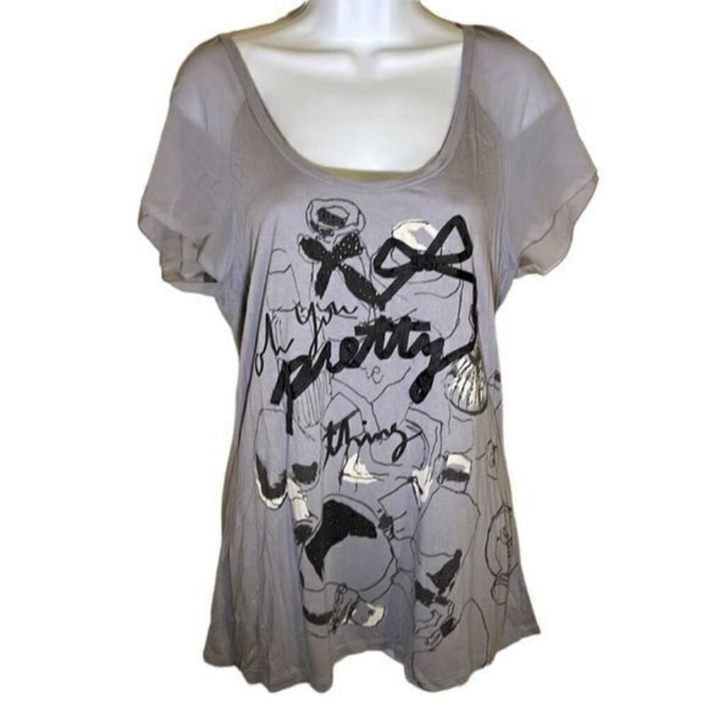 EXPRESS sheer sleeved top large shirt
